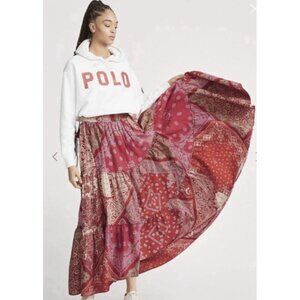 $498‎ POLO Ralph Lauren Women's 2 Patchwork Handkerchief Print Maxi Skirt NWT